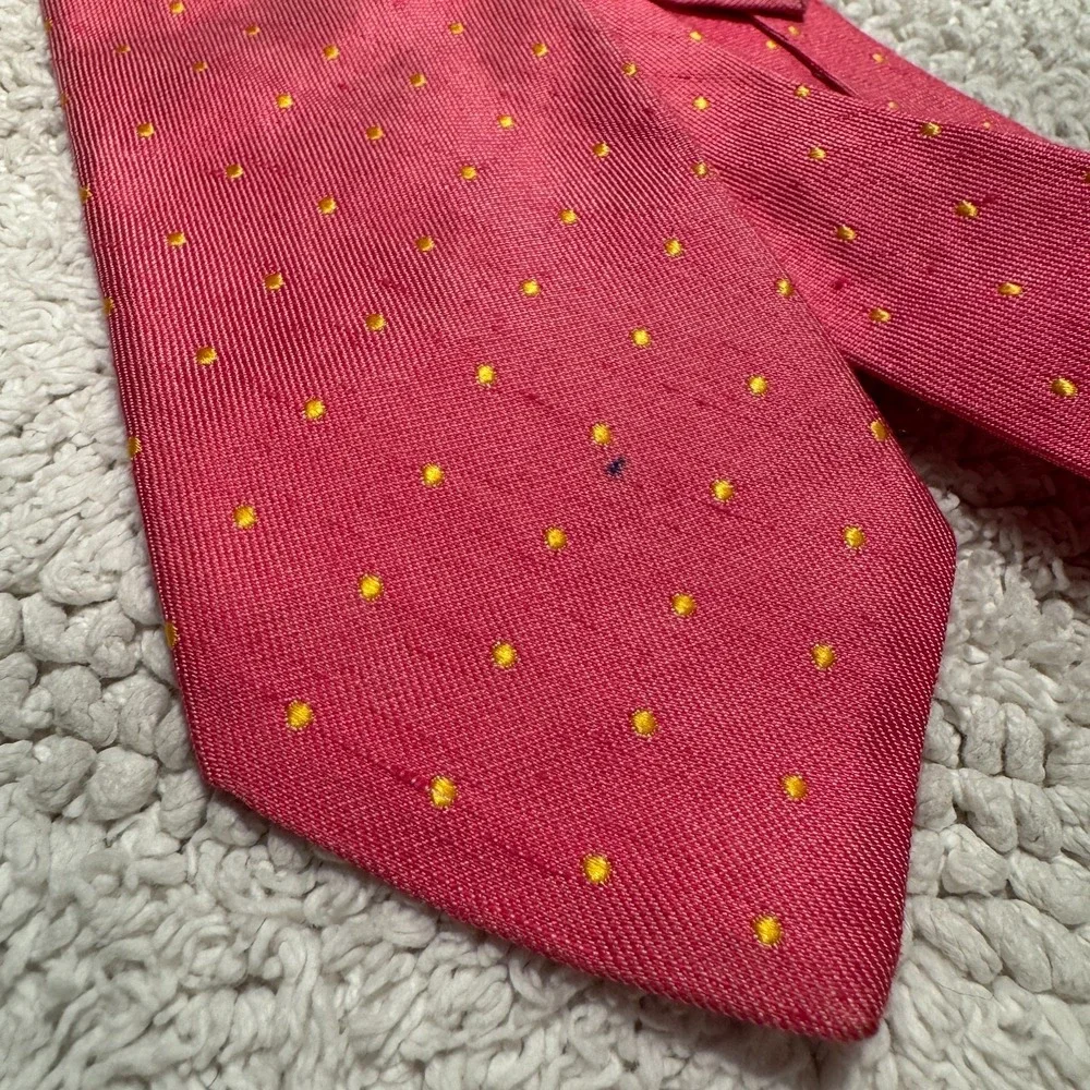 Bonobos Tie Red Orange Micro Polkadot Silk Linen Blend Narrow Thin Preppy Knit